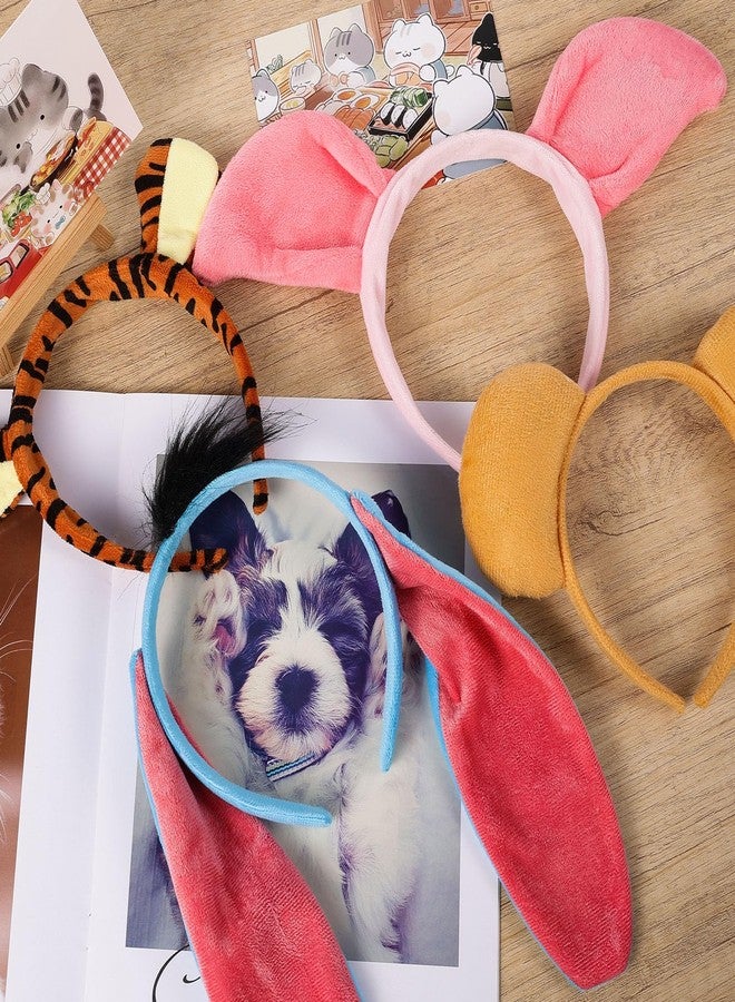 Fabllewavi 4 Pcs Dear Donkey Pig Tiger Headbands Costume Accessories with Cartoon Character Role Play Supplies, Halloween Cosplay Kits Read Book Day Dress Up - Image 2